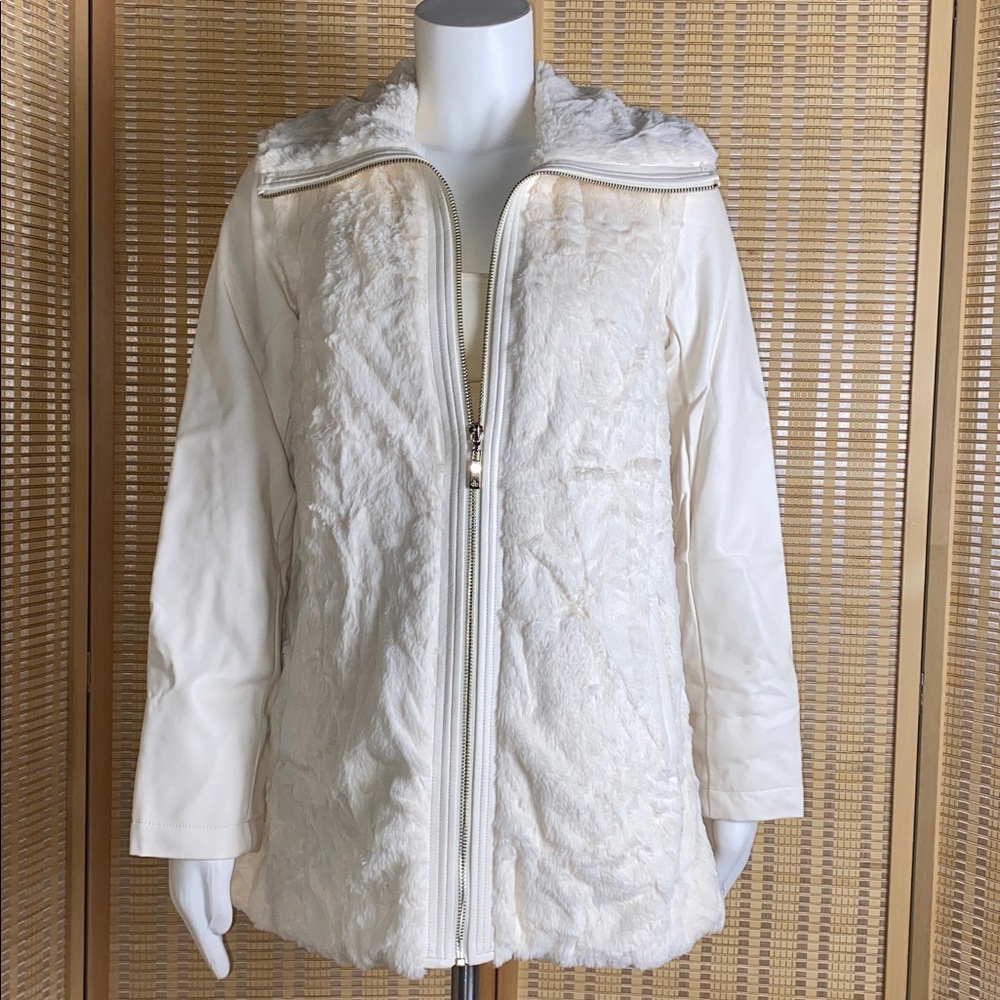 Dennis Basso Faux Fur Zip Front Jacket with Zip-Off Sleeves Size XXS